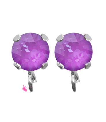 Base Orecchini a Perno con Chaton SW Electric Violet Ignite SS39 8 mm colore Acciaio