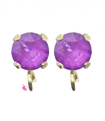 Base Orecchini a Perno con Chaton SW Electric Violet Ignite SS39 8 mm colore Oro