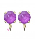 Base Orecchini a Perno con Chaton SW Electric Violet Ignite SS39 8 mm colore Oro