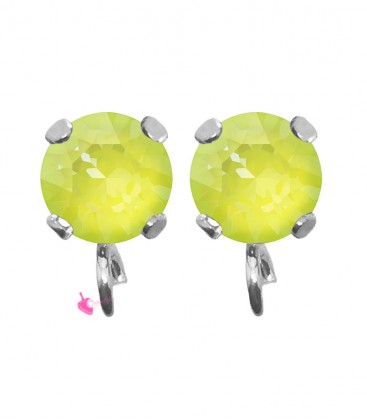 Base Orecchini a Perno con Chaton SW Electric Yellow Ignite SS39 8 mm colore Acciaio