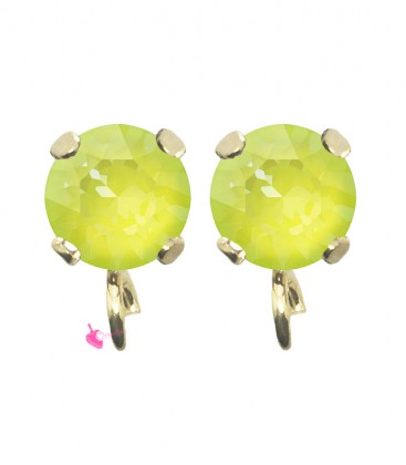 Base Orecchini a Perno con Chaton SW Electric Yellow Ignite SS39 8 mm colore Oro
