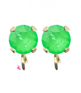 Base Orecchini a Perno con Chaton SW Electric Green Ignite SS39 8 mm colore Oro