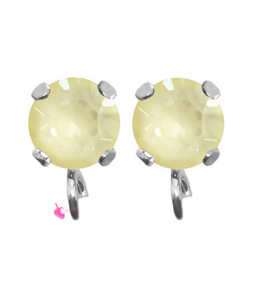 Base Orecchini a Perno con Chaton SW Soft Yellow Ignite SS39 8 mm colore Acciaio