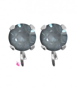 Base Orecchini a Perno con Chaton SW Dark Grey Ignite SS39 8 mm colore Acciaio