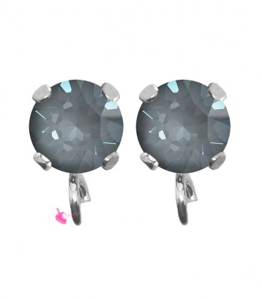 Base Orecchini a Perno con Chaton SW Dark Grey Ignite SS39 8 mm colore Acciaio