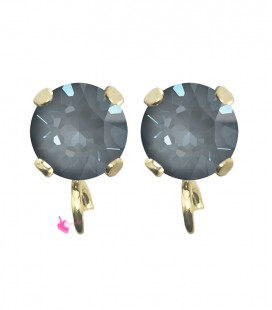 Base Orecchini a Perno con Chaton SW Dark Grey Ignite SS39 8 mm colore Oro