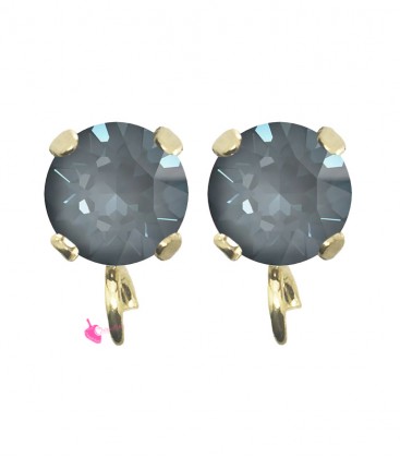 Base Orecchini a Perno con Chaton SW Dark Grey Ignite SS39 8 mm colore Oro