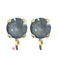 Base Orecchini a Perno con Chaton SW Dark Grey Ignite SS39 8 mm colore Oro