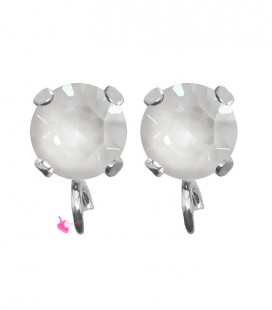 Base Orecchini a Perno con Chaton SW Electric White Ignite SS39 8 mm colore Acciaio