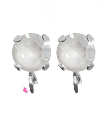 Base Orecchini a Perno con Chaton SW Electric White Ignite SS39 8 mm colore Acciaio
