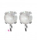 Base Orecchini a Perno con Chaton SW Electric White Ignite SS39 8 mm colore Acciaio