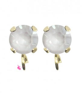Base Orecchini a Perno con Chaton SW Electric White Ignite SS39 8 mm colore Oro