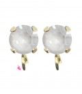 Base Orecchini a Perno con Chaton SW Electric White Ignite SS39 8 mm colore Oro