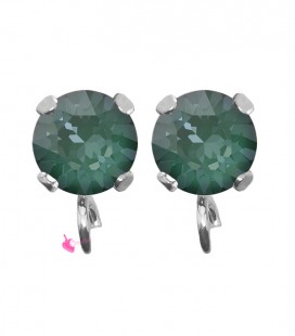 Base Orecchini a Perno con Chaton SW Pine Green Ignite SS39 8 mm colore Acciaio