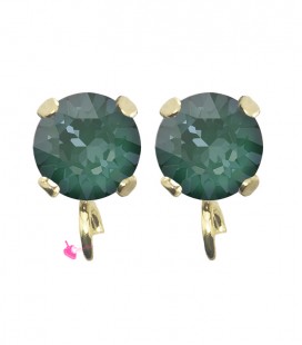 Base Orecchini a Perno con Chaton SW Pine Green Ignite SS39 8 mm colore Oro