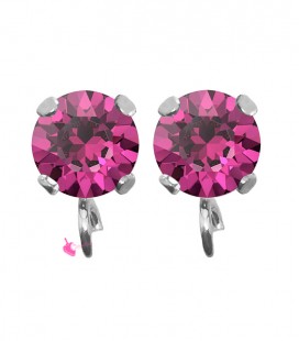 Base Orecchini a Perno con Chaton SW Dark Rose SS39 8 mm colore Acciaio