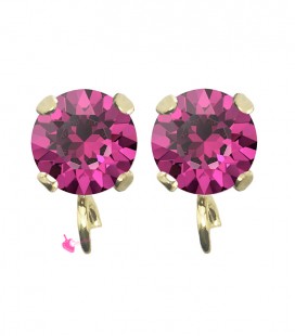 Base Orecchini a Perno con Chaton SW Dark Rose SS39 8 mm colore Oro