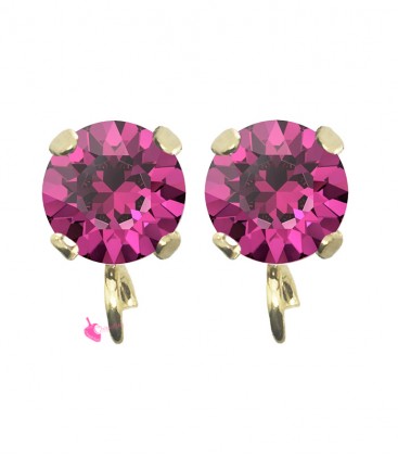 Base Orecchini a Perno con Chaton SW Dark Rose SS39 8 mm colore Oro