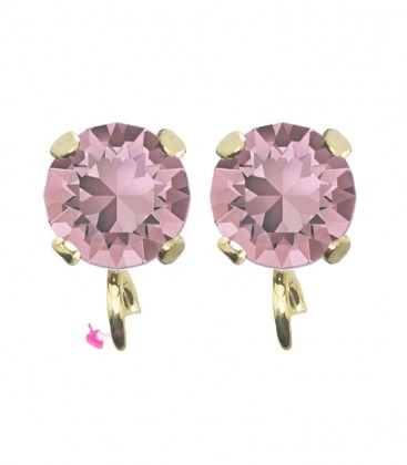 Base Orecchini a Perno con Chaton SW Antique Pink SS39 8 mm colore Oro