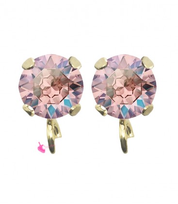 Base Orecchini a Perno con Chaton SW Light Rose Shimmer SS39 8 mm colore Oro