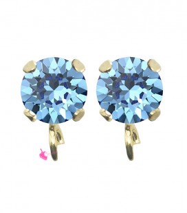 Base Orecchini a Perno con Chaton SW Reinvented Cool Blue SS39 8 mm colore Oro
