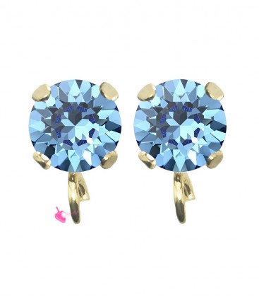 Base Orecchini a Perno con Chaton SW Reinvented Cool Blue SS39 8 mm colore Oro