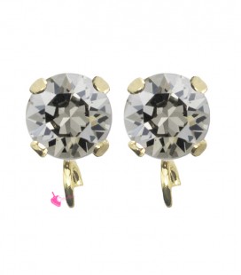 Base Orecchini a Perno con Chaton SW Greige SS39 8 mm colore Oro