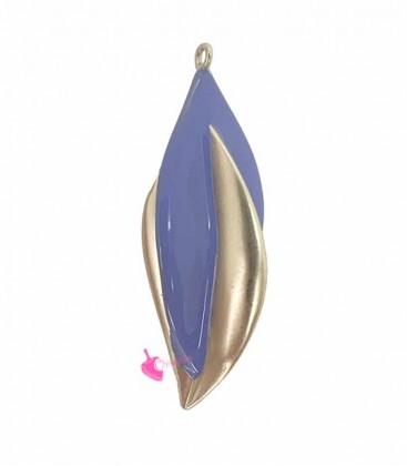 Ciondolo Foglia Bicolore 40x12 mm Oro Opaco e Pervinca
