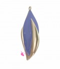 Ciondolo Foglia Bicolore 40x12 mm Oro Opaco e Pervinca