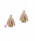 Ciondolo Fiore Smaltato 12x8 mm Rosa Cipria Oro Opaco