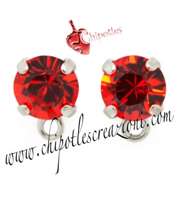 Base Orecchini a Perno con Swarovski Light Siam (Rosso) SS39