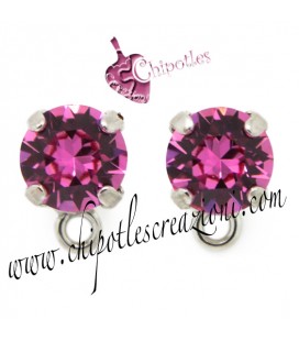 Base Orecchini a Perno con Chaton Fuchsia (Fucsia) SS39