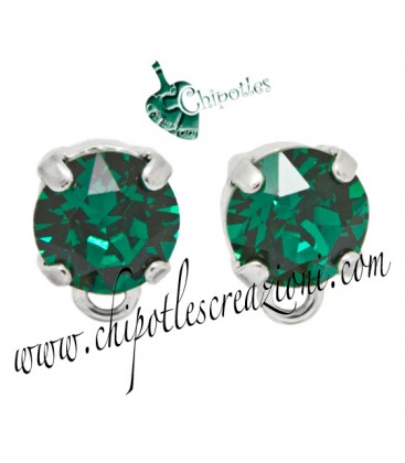 Base Orecchini a Perno con Swarovski Emerald (Verde Smeraldo) SS39