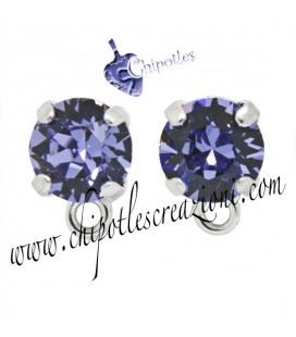 Base Orecchini a Perno con Chaton SW Tanzanite SS39 8 mm