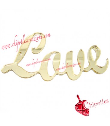 Ciondolo Connettore Grande Love 104x48 mm Plexiglass Specchiato color Oro